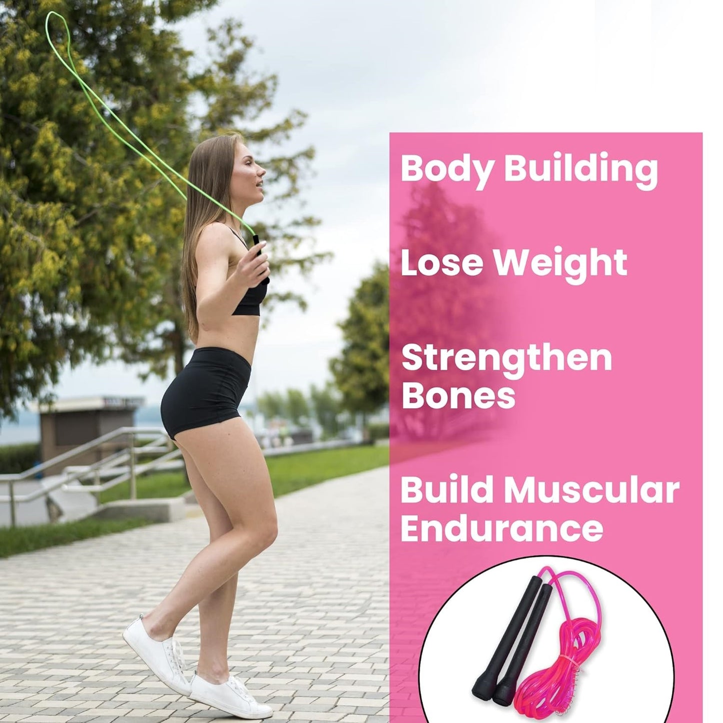 Premium Sports Speed Skipping Rope, Jump Rope with Pvc Handle, Multicolor Pvc Pencil Skipping Rope for Men, Women, Boys & Girls (Pink)