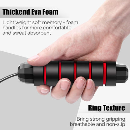 Premium Sports Speed Skipping Rope, Jump Rope with Pvc Handle, Multicolor Pvc Pencil Skipping Rope for Men, Women, Boys & Girls (Black & Red)