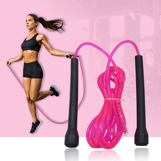 Premium Sports Speed Skipping Rope, Jump Rope with Pvc Handle, Multicolor Pvc Pencil Skipping Rope for Men, Women, Boys & Girls (Pink)