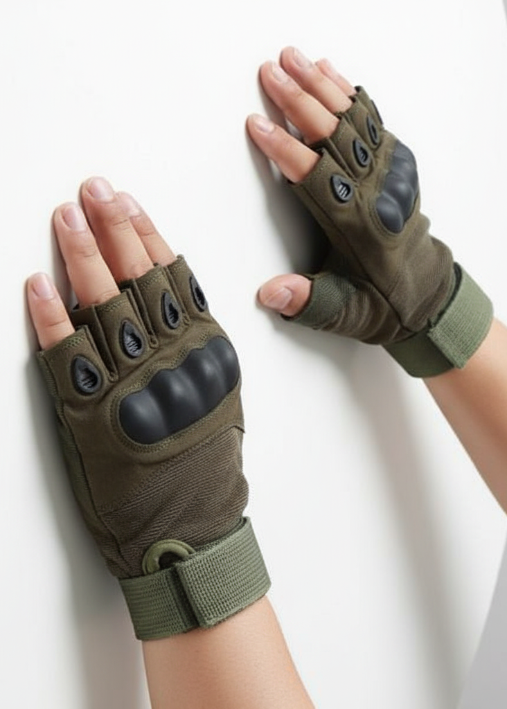 Non-Slip Half Finger Rubber Knuckle Motorcycle Gloves