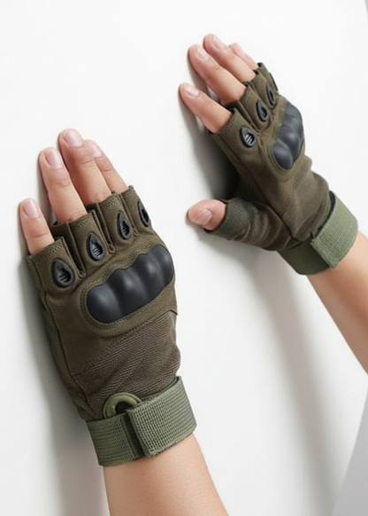 Non-Slip Half Finger Rubber Knuckle Motorcycle Gloves