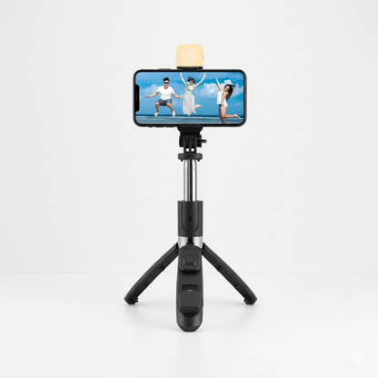 Extendable Flash 3-in-1 Selfie Stick Tripod with Bluetooth Remote