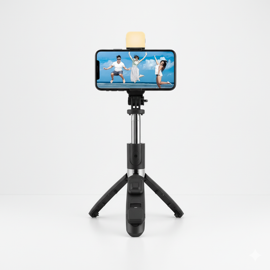 Extendable Flash 3-in-1 Selfie Stick Tripod with Bluetooth Remote